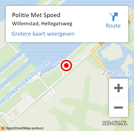 Locatie op kaart van de 112 melding: Politie Met Spoed Naar Willemstad, Hellegatsweg op 29 november 2023 08:59