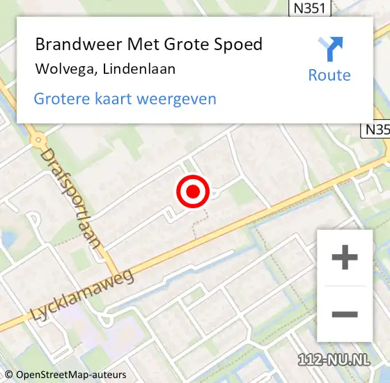 Locatie op kaart van de 112 melding: Brandweer Met Grote Spoed Naar Wolvega, Lindenlaan op 29 november 2023 09:25