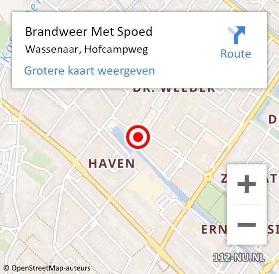 Locatie op kaart van de 112 melding: Brandweer Met Spoed Naar Wassenaar, Hofcampweg op 29 november 2023 09:27