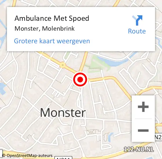 Locatie op kaart van de 112 melding: Ambulance Met Spoed Naar Monster, Molenbrink op 29 november 2023 09:35