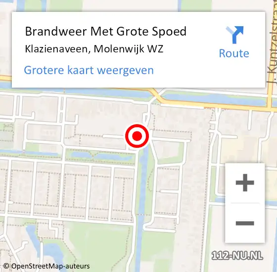 Locatie op kaart van de 112 melding: Brandweer Met Grote Spoed Naar Klazienaveen, Molenwijk WZ op 29 november 2023 09:38