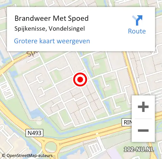 Locatie op kaart van de 112 melding: Brandweer Met Spoed Naar Spijkenisse, Vondelsingel op 29 november 2023 09:51