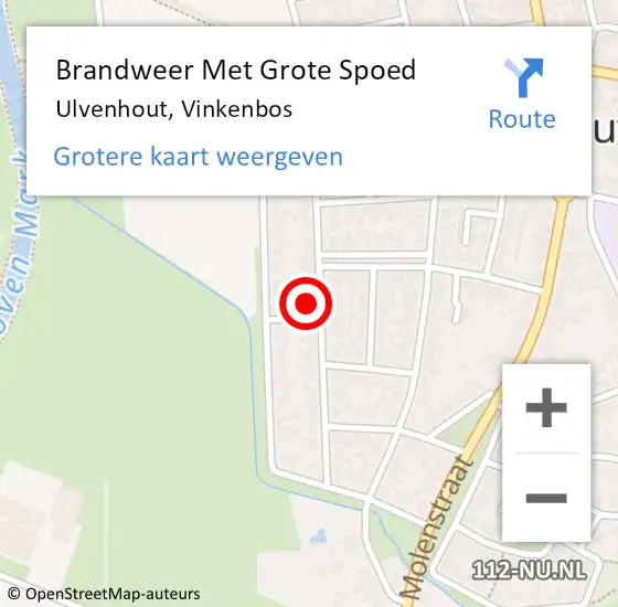 Locatie op kaart van de 112 melding: Brandweer Met Grote Spoed Naar Ulvenhout, Vinkenbos op 29 november 2023 10:25