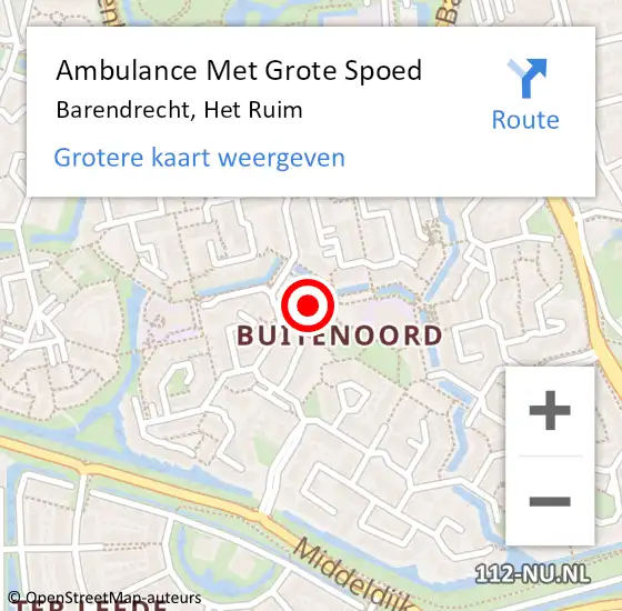 Locatie op kaart van de 112 melding: Ambulance Met Grote Spoed Naar Barendrecht, Het Ruim op 29 november 2023 10:25