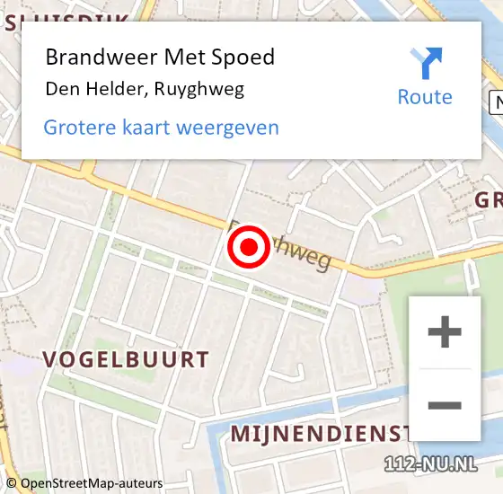 Locatie op kaart van de 112 melding: Brandweer Met Spoed Naar Den Helder, Ruyghweg op 29 november 2023 10:30
