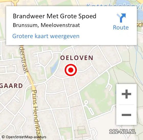 Locatie op kaart van de 112 melding: Brandweer Met Grote Spoed Naar Brunssum, Meelovenstraat op 29 november 2023 10:39