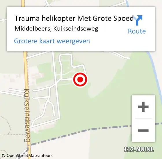 Locatie op kaart van de 112 melding: Trauma helikopter Met Grote Spoed Naar Middelbeers, Kuikseindseweg op 29 november 2023 10:57
