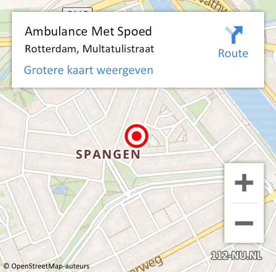 Locatie op kaart van de 112 melding: Ambulance Met Spoed Naar Rotterdam, Multatulistraat op 29 november 2023 11:18