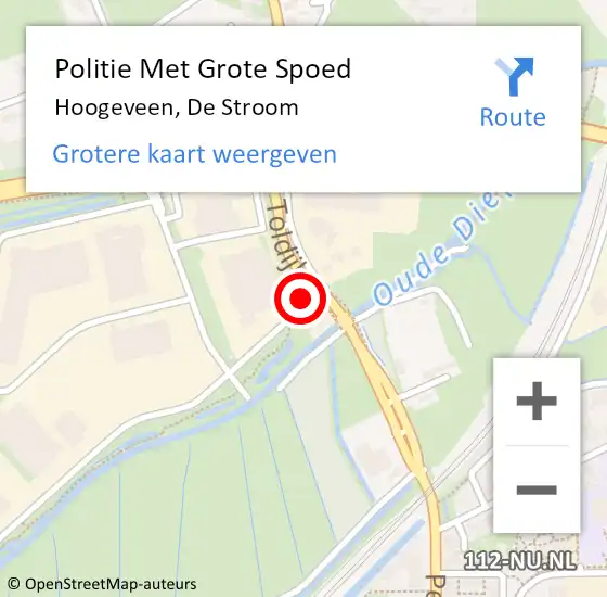 Locatie op kaart van de 112 melding: Politie Met Grote Spoed Naar Hoogeveen, De Stroom op 29 november 2023 11:25