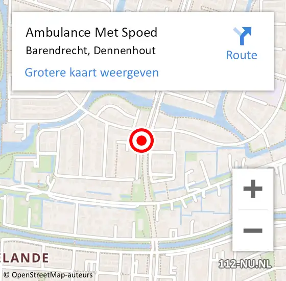 Locatie op kaart van de 112 melding: Ambulance Met Spoed Naar Barendrecht, Dennenhout op 29 november 2023 11:31
