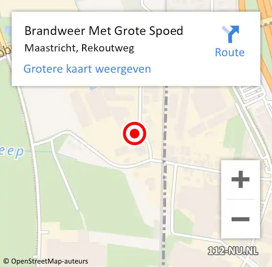 Locatie op kaart van de 112 melding: Brandweer Met Grote Spoed Naar Maastricht, Rekoutweg op 29 november 2023 11:52