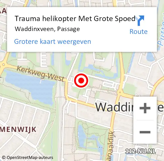 Locatie op kaart van de 112 melding: Trauma helikopter Met Grote Spoed Naar Waddinxveen, Passage op 29 november 2023 11:54