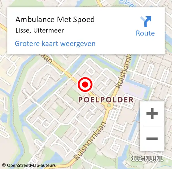 Locatie op kaart van de 112 melding: Ambulance Met Spoed Naar Lisse, Uitermeer op 29 november 2023 11:55