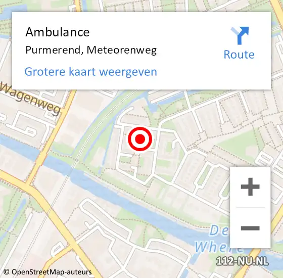 Locatie op kaart van de 112 melding: Ambulance Purmerend, Meteorenweg op 29 november 2023 12:10