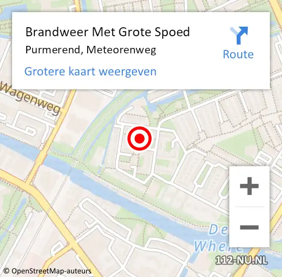 Locatie op kaart van de 112 melding: Brandweer Met Grote Spoed Naar Purmerend, Meteorenweg op 29 november 2023 12:10