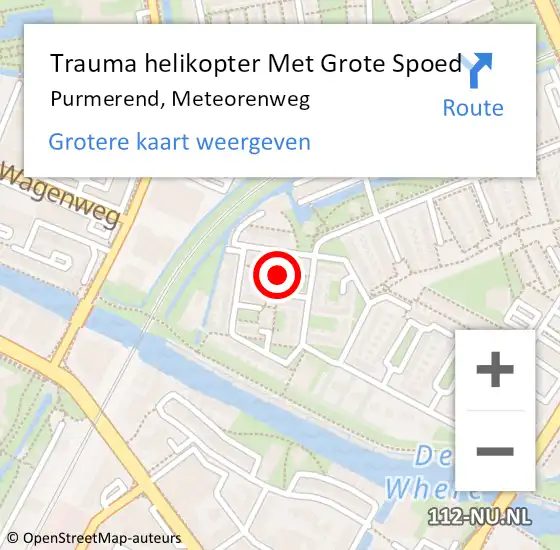 Locatie op kaart van de 112 melding: Trauma helikopter Met Grote Spoed Naar Purmerend, Meteorenweg op 29 november 2023 12:12