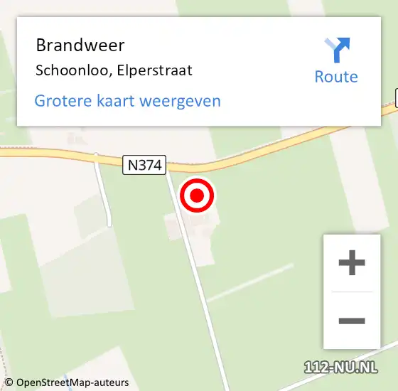 Locatie op kaart van de 112 melding: Brandweer Schoonloo, Elperstraat op 29 november 2023 12:26