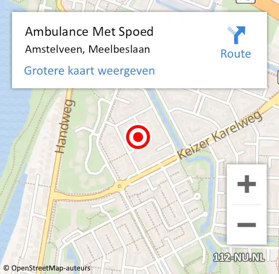 Locatie op kaart van de 112 melding: Ambulance Met Spoed Naar Amstelveen, Meelbeslaan op 29 november 2023 12:30