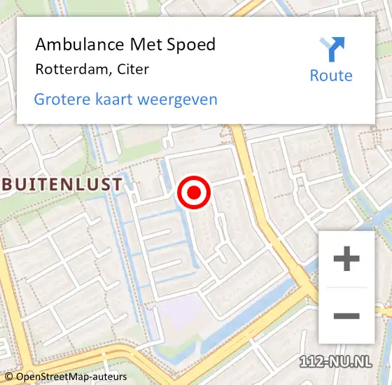 Locatie op kaart van de 112 melding: Ambulance Met Spoed Naar Rotterdam, Citer op 29 november 2023 12:42