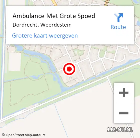 Locatie op kaart van de 112 melding: Ambulance Met Grote Spoed Naar Dordrecht, Weerdestein op 29 november 2023 12:51