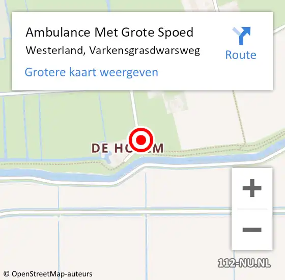 Locatie op kaart van de 112 melding: Ambulance Met Grote Spoed Naar Westerland, Varkensgrasdwarsweg op 29 november 2023 13:09