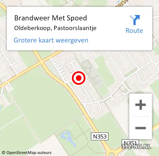 Locatie op kaart van de 112 melding: Brandweer Met Spoed Naar Oldeberkoop, Pastoorslaantje op 16 september 2014 20:09