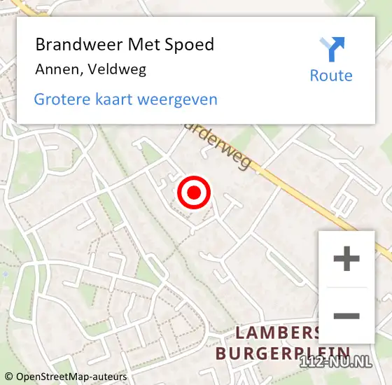 Locatie op kaart van de 112 melding: Brandweer Met Spoed Naar Annen, Veldweg op 29 november 2023 14:04