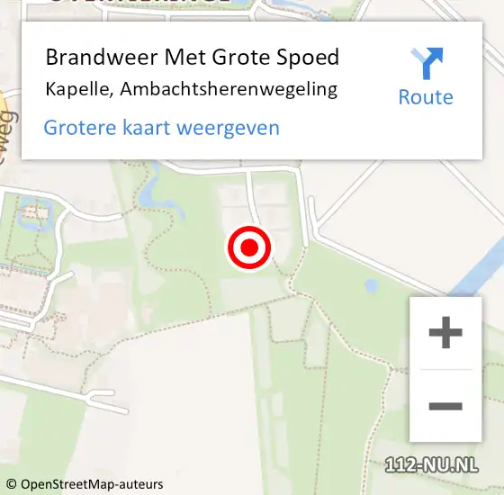 Locatie op kaart van de 112 melding: Brandweer Met Grote Spoed Naar Kapelle, Ambachtsherenwegeling op 29 november 2023 14:11