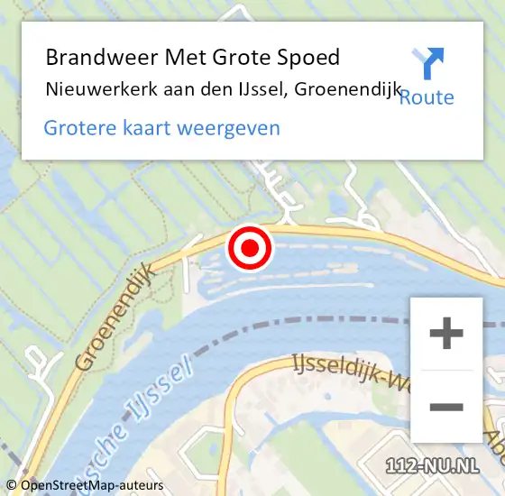 Locatie op kaart van de 112 melding: Brandweer Met Grote Spoed Naar Nieuwerkerk aan den IJssel, Groenendijk op 29 november 2023 14:24