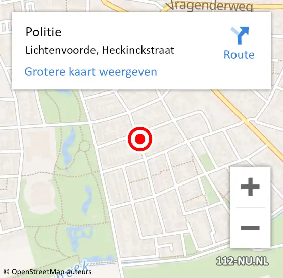 Locatie op kaart van de 112 melding: Politie Lichtenvoorde, Heckinckstraat op 29 november 2023 14:31