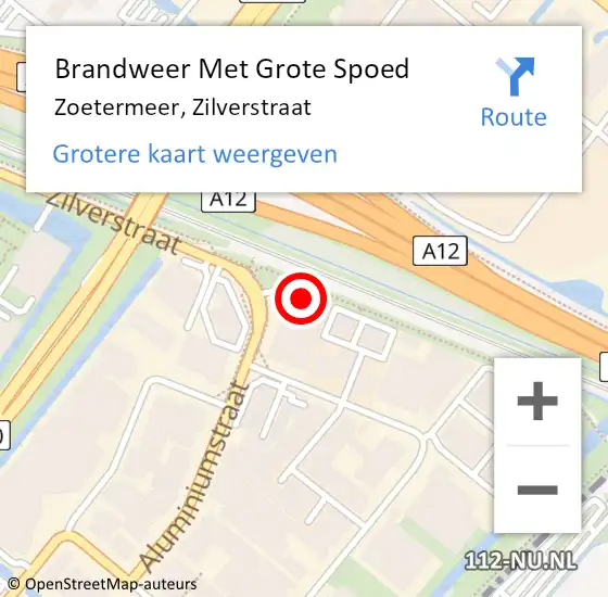 Locatie op kaart van de 112 melding: Brandweer Met Grote Spoed Naar Zoetermeer, Zilverstraat op 29 november 2023 14:32