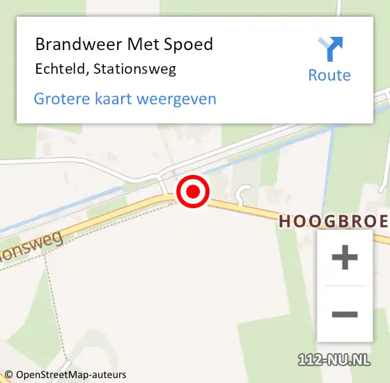 Locatie op kaart van de 112 melding: Brandweer Met Spoed Naar Echteld, Stationsweg op 29 november 2023 14:57