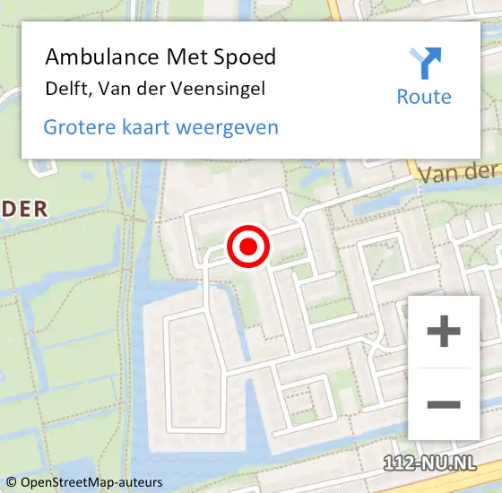 Locatie op kaart van de 112 melding: Ambulance Met Spoed Naar Delft, Van der Veensingel op 29 november 2023 15:01