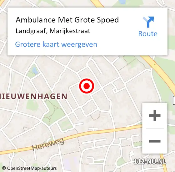 Locatie op kaart van de 112 melding: Ambulance Met Grote Spoed Naar Landgraaf, Marijkestraat op 16 september 2014 20:21