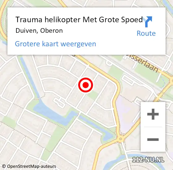 Locatie op kaart van de 112 melding: Trauma helikopter Met Grote Spoed Naar Duiven, Oberon op 29 november 2023 15:17