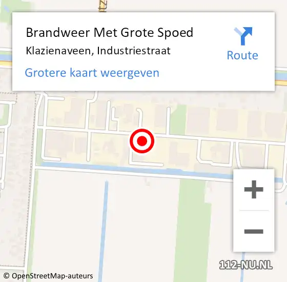 Locatie op kaart van de 112 melding: Brandweer Met Grote Spoed Naar Klazienaveen, Industriestraat op 29 november 2023 15:19