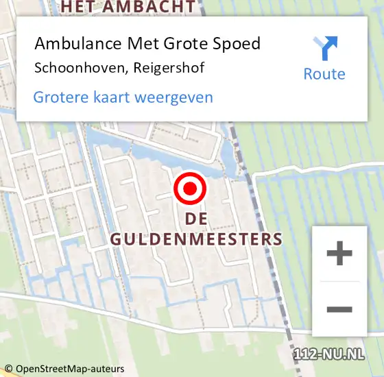 Locatie op kaart van de 112 melding: Ambulance Met Grote Spoed Naar Schoonhoven, Reigershof op 29 november 2023 15:21