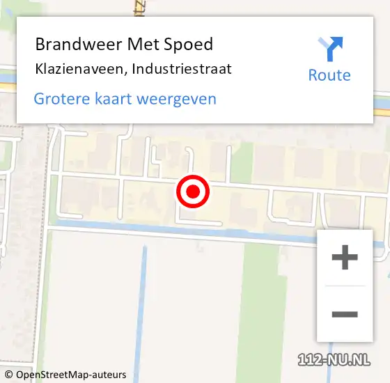 Locatie op kaart van de 112 melding: Brandweer Met Spoed Naar Klazienaveen, Industriestraat op 29 november 2023 15:36