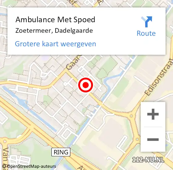 Locatie op kaart van de 112 melding: Ambulance Met Spoed Naar Zoetermeer, Dadelgaarde op 29 november 2023 15:39