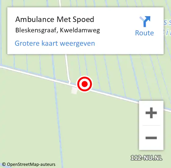 Locatie op kaart van de 112 melding: Ambulance Met Spoed Naar Bleskensgraaf, Kweldamweg op 29 november 2023 15:39