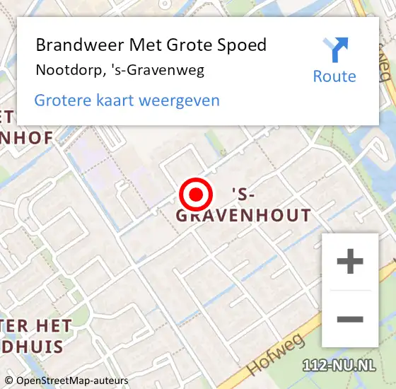 Locatie op kaart van de 112 melding: Brandweer Met Grote Spoed Naar Nootdorp, 's-Gravenweg op 29 november 2023 15:42