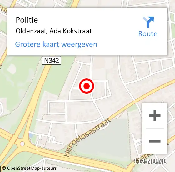 Locatie op kaart van de 112 melding: Politie Oldenzaal, Ada Kokstraat op 29 november 2023 15:44