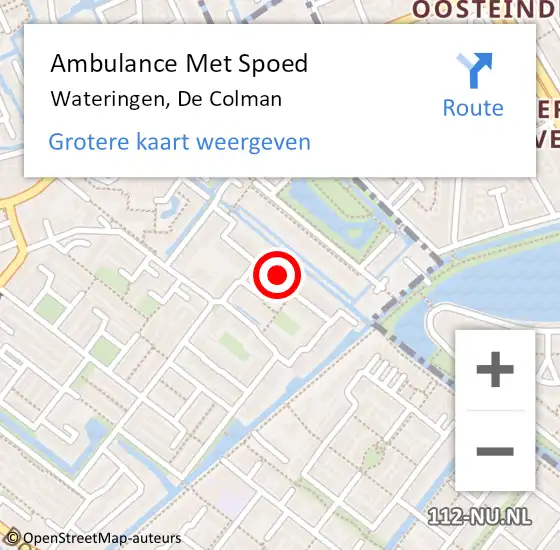 Locatie op kaart van de 112 melding: Ambulance Met Spoed Naar Wateringen, De Colman op 29 november 2023 15:49