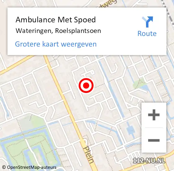 Locatie op kaart van de 112 melding: Ambulance Met Spoed Naar Wateringen, Roelsplantsoen op 29 november 2023 16:01