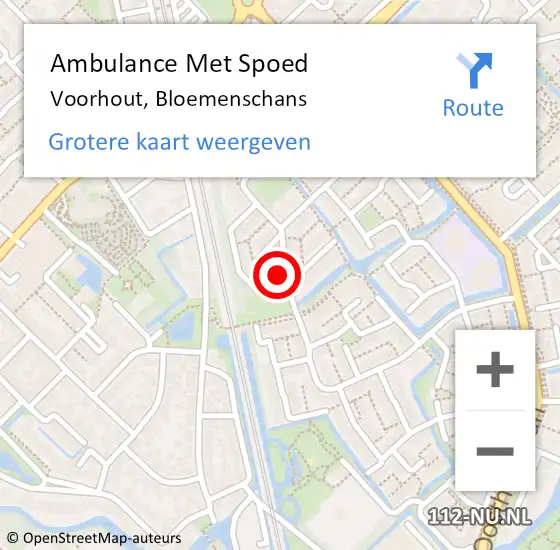 Locatie op kaart van de 112 melding: Ambulance Met Spoed Naar Voorhout, Bloemenschans op 29 november 2023 16:02