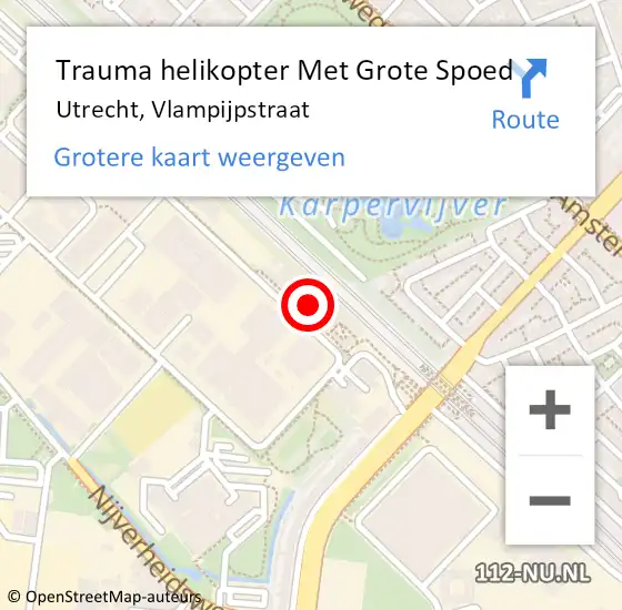 Locatie op kaart van de 112 melding: Trauma helikopter Met Grote Spoed Naar Utrecht, Vlampijpstraat op 29 november 2023 16:30