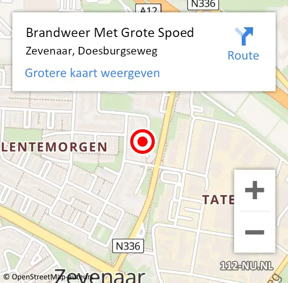 Locatie op kaart van de 112 melding: Brandweer Met Grote Spoed Naar Zevenaar, Doesburgseweg op 29 november 2023 16:47