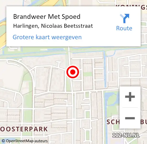 Locatie op kaart van de 112 melding: Brandweer Met Spoed Naar Harlingen, Nicolaas Beetsstraat op 29 november 2023 17:04