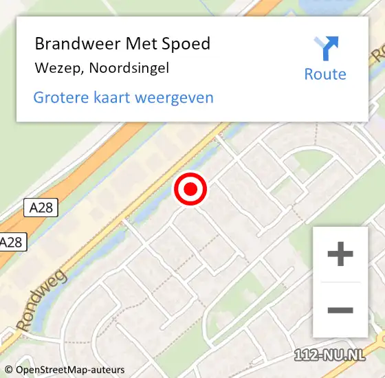 Locatie op kaart van de 112 melding: Brandweer Met Spoed Naar Wezep, Noordsingel op 29 november 2023 17:06