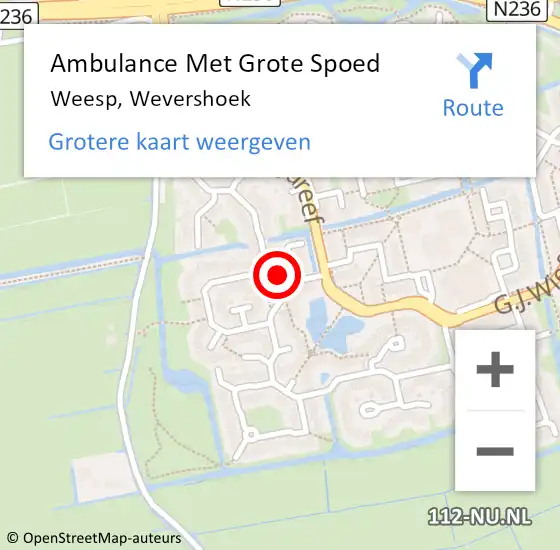 Locatie op kaart van de 112 melding: Ambulance Met Grote Spoed Naar Weesp, Wevershoek op 16 september 2014 20:40